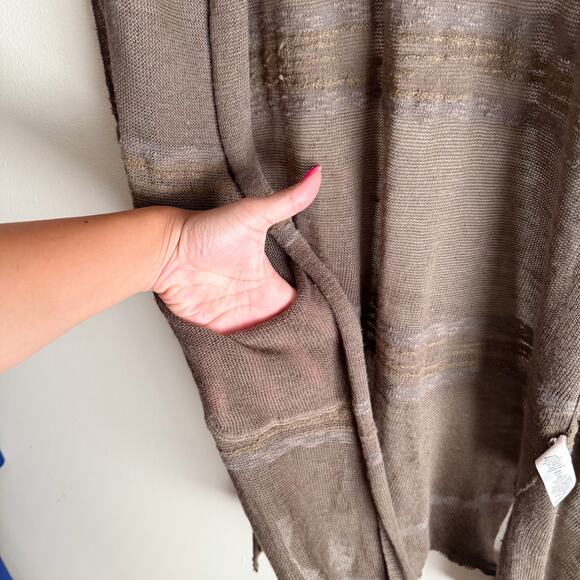 Free People Brown Earthy Long Sleeve Knit Duster Open Front Cardigan Small Boho - Picture 3 of 7